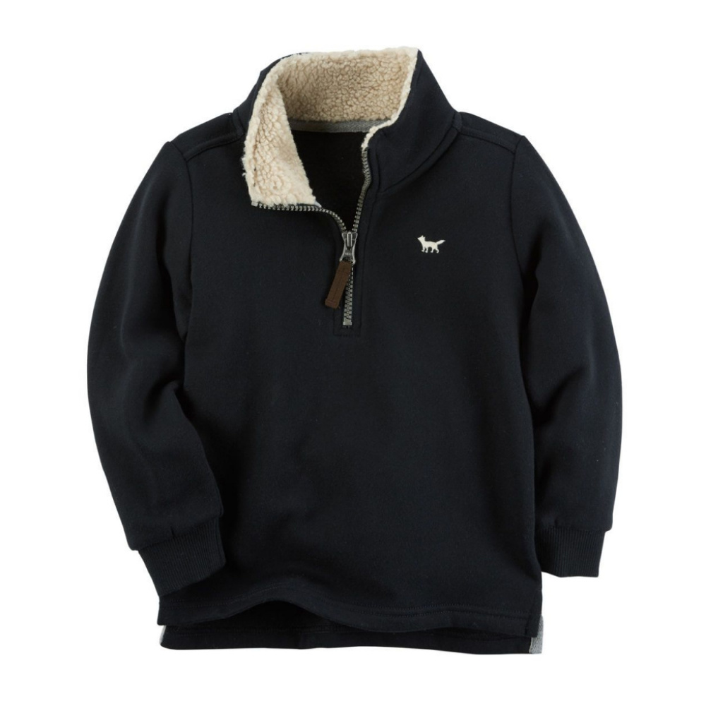 Carter’s Boys 5 Black Fleece Lined Half Zip-Up Sweater Pullover NWT